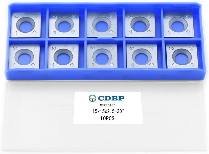 CDBP 15mm Square Straight Carbide Inserts for Woodturning, 15×15×2.5mm Replacement Cutter Knives for Woodworking Fits Spiral, Helical Planer Cutter, Head Wood, Lathe, Turning Tools, Ci1, 10pcs - Image 1